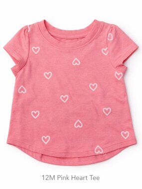 Cat & Jack 12M Pink Heart Tee NWT • Short Sleeve • Target Exclusive